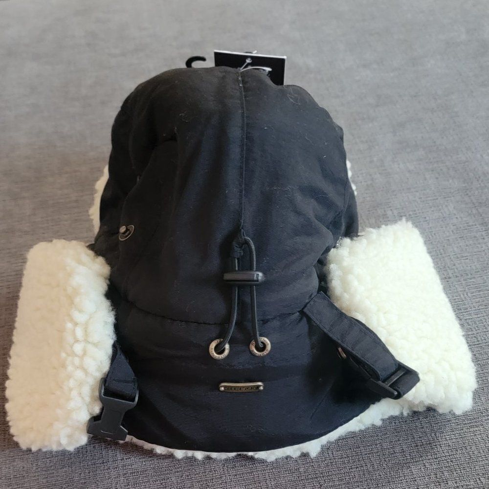 Stetson Black 100% Nylon fur Winter Hiking Outdoor Trapper Hat